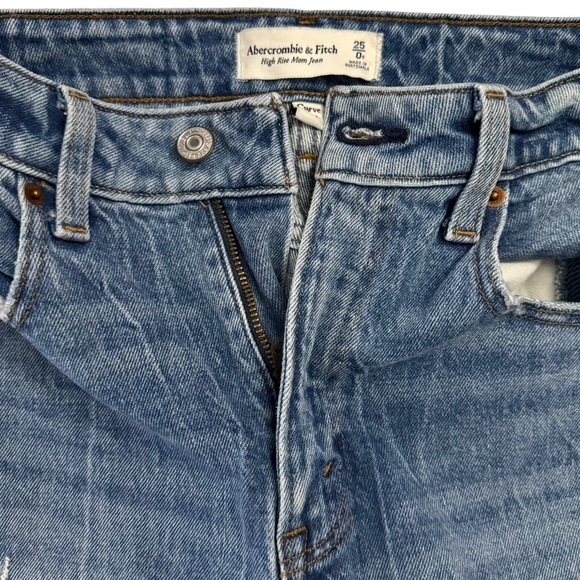 Abercrombie & Fitch High Rise Mom Jean Straight Leg Rigid Denim 25 Regular FLAW - Picture 4 of 16